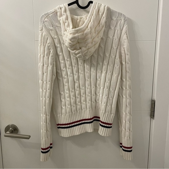 White Cable Knit Zip-Up Hoodie - Picture 6 of 7